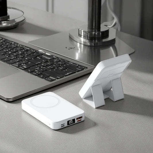 Fast Charging Power Bank 10000Mah Mag Wireless Magnetic Power Bank with Foldable Stand and Led Display for Iphone Safe Powerbank